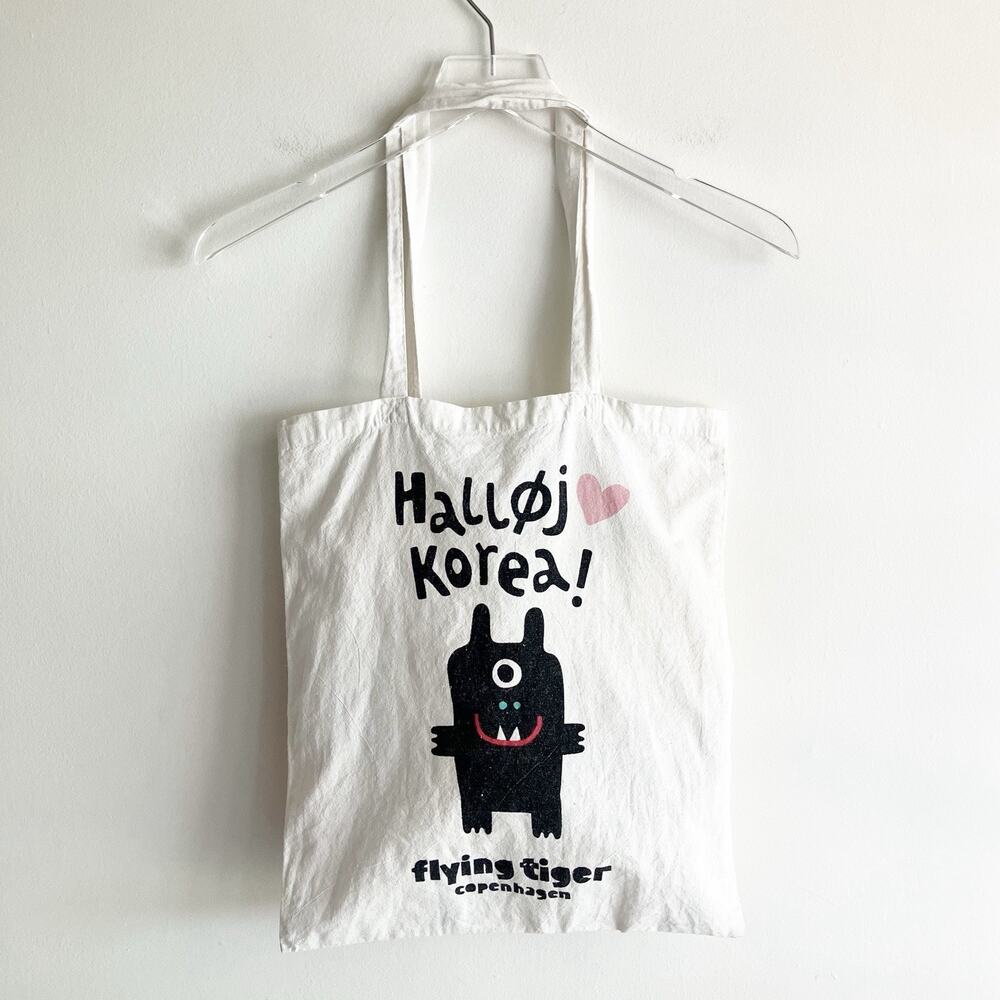 Halloj Korea! Flying Tiger Copenhagen Tote Bag Fabric Reusable Shopping Shopper